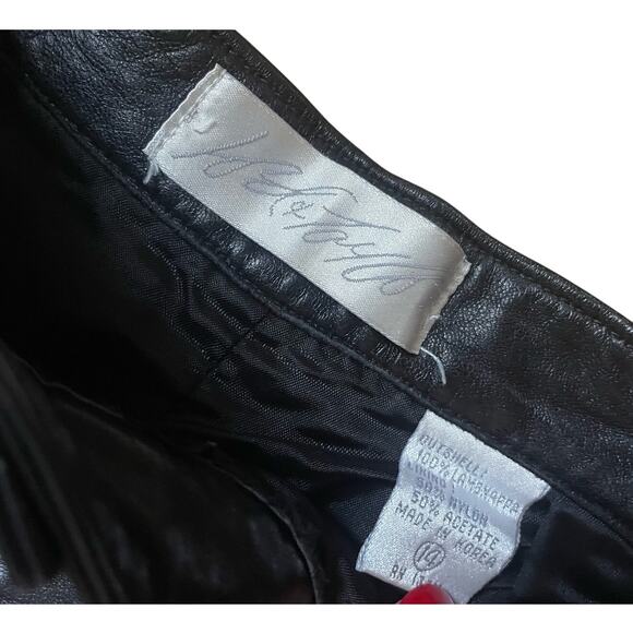 Vintage 90s Lord & Taylor Lamb Nappa Leather Black Tapered Leg Pants - Picture 5 of 5